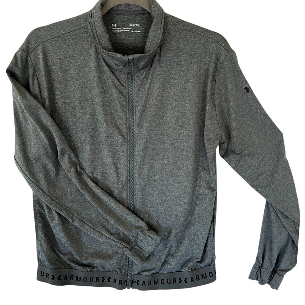 Under Armour Women Activewear Track Jacket S Grey Loose Heatgear Full Zip